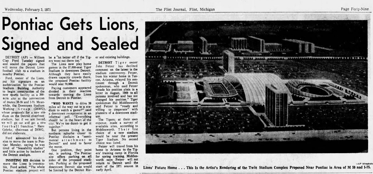 Unbuilt Sports Stadiums - Twin Stadium Pontiac Article And Rendering